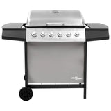 Gas BBQ Grill with 6 Burners Black and Silver 48553