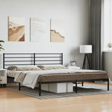 Metal Bed Frame without Mattress with Headboard Black 200x200cm 352326