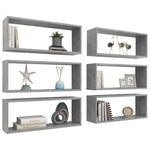 Wall Cube Shelf 6 pcs Concrete Grey 60x15x23 cm Engineered Wood 807147