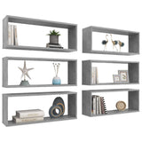 Wall Cube Shelf 6 pcs Concrete Grey 60x15x23 cm Engineered Wood 807147