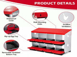 108cm x 53cm x 80cm 8-Compartment Chicken Nesting Box, Galvanized Steel Rollaway Egg Laying Box with W5718P498292
