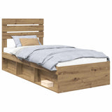 Bed Frame Artisian Oak 90 x 200 cm Solid Pine Wood 3411462