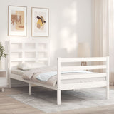 Bed Frame without Mattress White Single Solid Wood 3193952