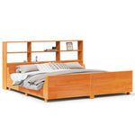 ZNTS Bookcase Bed without Mattress Wax Brown 200x200 cm Solid Wood 3323796