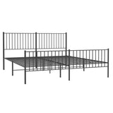 ZNTS Metal Bed Frame without Mattress with Footboard Black 180x200cm 350886