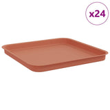 Square Flower Tray 24 pcs Brick Red 32 x 32 x 2.5 cm Plastic 42020371