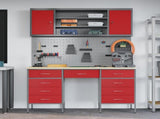Work Cabinet 7 pcs Red and Grey Engineered Wood and Steel 3321461