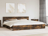 Bed Frame Smoked Oak 200 x 200 cm Solid Pine Wood 3410559