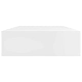 White MDF Floating Wall Display Shelf 1 Drawer Book/DVD Storage 242188