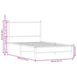 Metal Bed Frame without Mattress Smoked Oak 100x190 cm 4007808