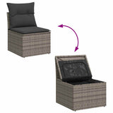 7 Piece Garden Sofa Set with Cushions Grey Poly Rattan Acacia 3327511