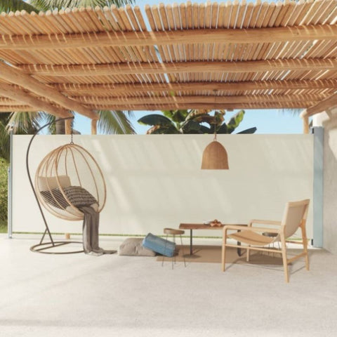 ZNTS Patio Retractable Side Awning 180x600 cm Cream 317965