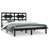 Bed Frame without Mattress Black 200x200 cm Solid Wood Pine 3107377