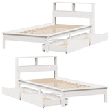 Bookcase Bed without Mattress White 75x190 cm Small Single Solid Wood Pine 3309834