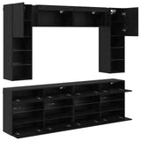 TV Wall Cabinet Set with LED 6 pcs Black Oak Engineered Wood 3402997