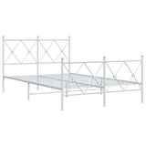 Metal Bed Frame without Mattress with Footboard White 120x190cm 376566