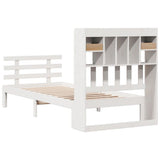 Bookcase Bed without Mattress White 90x200cm Solid Wood Pine 3322791