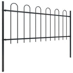 ZNTS Garden Fence with Hoop Top Steel 1.8 m Black 144929