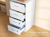Four-Drawer Lockable Filing Cabinet - White Wood Effect T3398P425001