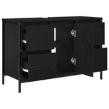 Basin Cabinet with Drawers Black Oak 90x34.5x60 cm 861887