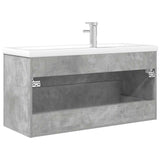 ZNTS 2 Piece Bathroom Furniture Set Concrete Grey Engineered Wood 3324963