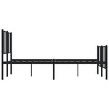 ZNTS Metal Bed Frame without Mattress with Footboard Black 120x200cm 352496