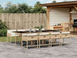 Garden Dining Set Beige and Black Poly Rattan and Tempered Glass 3211282