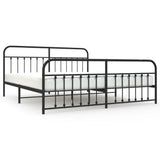 Bed Frame Black Powder-Coated Steel Double Bed Frame 352603