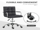 Office Chair, Makeup Vanity Chair, Mid Back Computer Chair, PU Leather Swivel Study Chair with T3398P328223