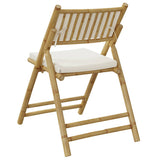 4 Piece Folding Bistro Chairs with Cream White Cushions Bamboo 3208923