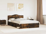 Bed Frame Smoked Oak 120 x 190 cm Solid Pine Wood 3413339