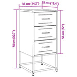 ZNTS Bedside Cabinet Mustard Yellow 36x39x78 cm Steel 846584