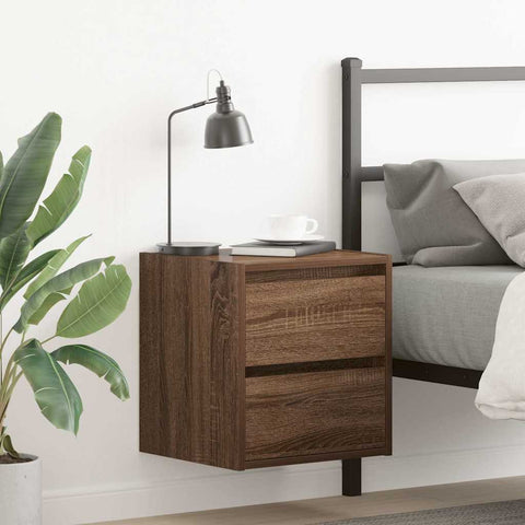 ZNTS Wall-mounted Bedside Cabinet Brown Oak 38x34x40 cm 861259
