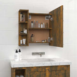 Mirror Cabinet with LED Smoked Oak 70x16.5x60 cm 820451