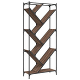Bookcase Brown Oak 79x30x180 cm Engineered Wood and Metal 845435