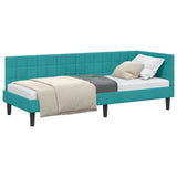 Corner Bed Frame with Headboard Turquoise 80 x 200 cm Velvet 42016416