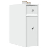 Narrow Bathroom Cupboard with Wheels White Engineered Wood 855286