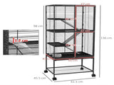 Rolling Chinchilla Cage, Small Animal Cage for Ferrets w/ Three Doors, Storage, Shelf, Tray Tray, T3398P350097