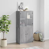 Highboard with Doors Grey Sonoma 68x37x142 cm Engineered Wood 3295869