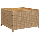Garden Sofa with Table and Cushions L-Shaped Beige Poly Rattan 369050