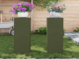 Plant Stand 2 pcs Olive green 24 x 24 x 75 cm Steel 865823