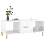 ZNTS Coffee Table High Gloss White 102x50x40 cm Engineered Wood 812696