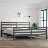 Bed Frame Grey Solid pine wood 200x200 cm Durable Bed Frame 3103735