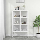 335884 Highboard White 80x35x135 cm Steel and Tempered Glass