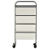 4-Drawer Mobile Storage Trolley White Plastic 320399