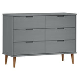 Drawer Cabinet MOLDE Grey 113x40x80 cm Solid Wood Pine 350509