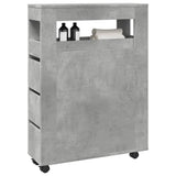 Narrow Bathroom Cabinet with Wheels Concrete Grey Engineered Wood 855271
