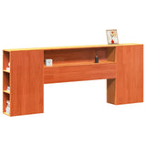 Headboard with Storage Wax Brown 200 cm Solid Wood Pine 855620