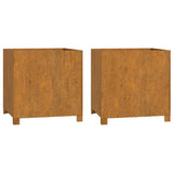 Planters with Legs 2 pcs Rusty 50x50x50 cm Corten Steel 823683