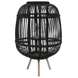 Candle Holder Black Bamboo and Glass Medium Decorative Inlays 246820